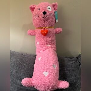 Pillowfort Cat Kids' Long Weighted Plush Throw Pillow Pink Target NEW